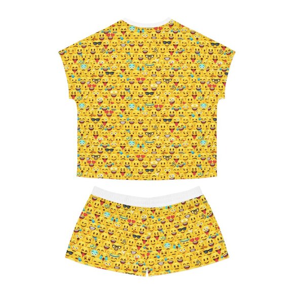 Emoji Print Yellow T-Shirt and Shorts Set - Picture 4 of 4